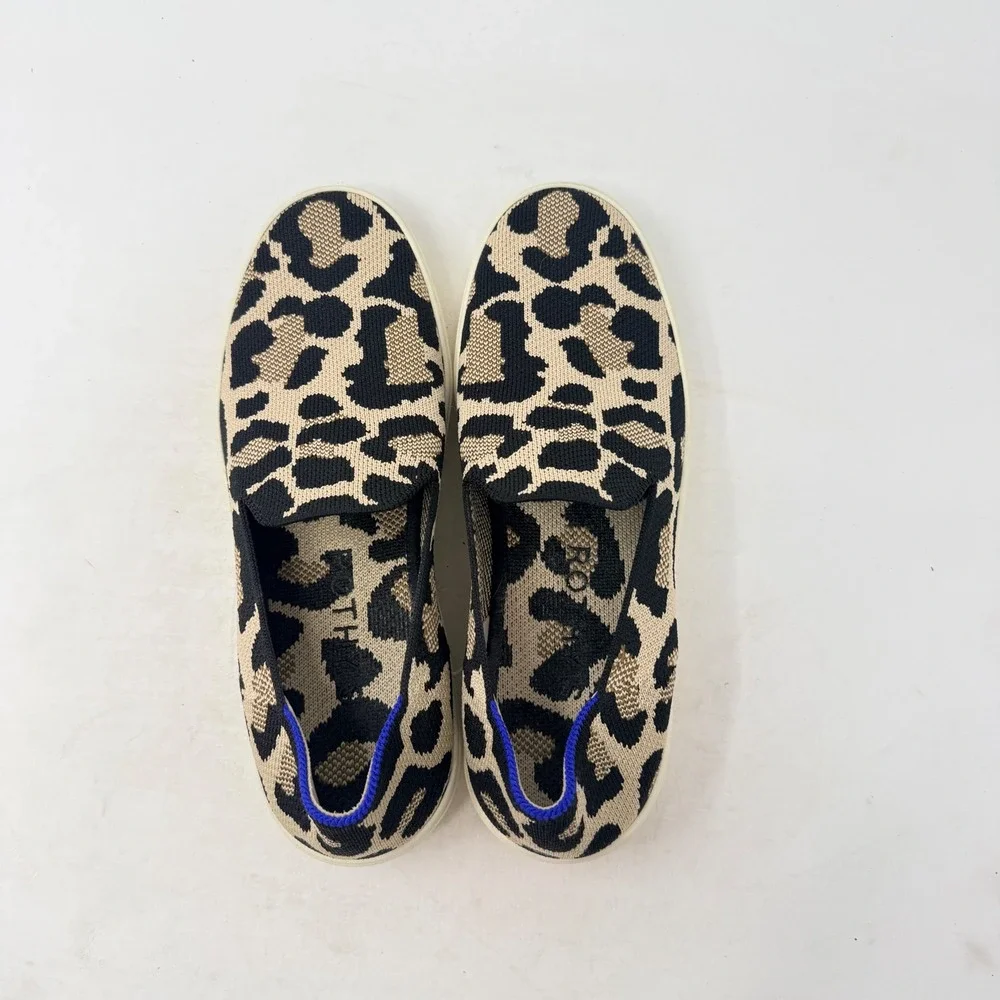Rothy's The Sneaker Leopard Tan Size 8 Slip On Animal Print Sustainable Casual